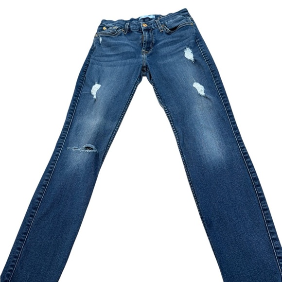 7 For All Mankind Denim Jeans Size 26 Blair Ankle Skinny Stretch Distressed - Picture 1 of 8